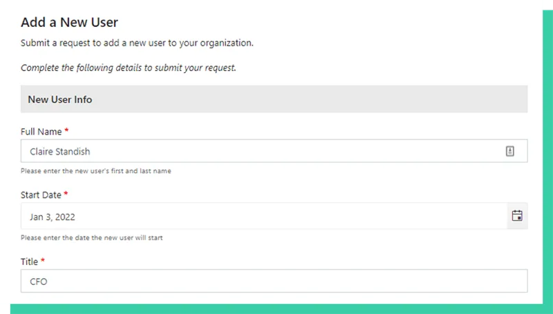 AllSafe App Add User form with multiple fields