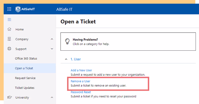 AllSafe App Remove User form