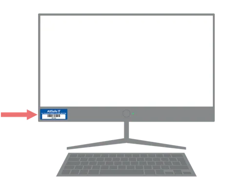 Asset tag placement on an all-in-one computer