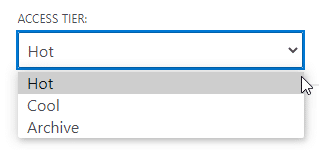 Screenshot of dropdown menu showing different cloud storage tiers